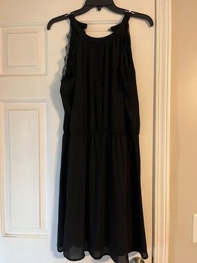 Maurices Black Sleeveless Mini Dress with Lace Trim